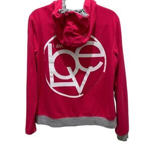 I am love life hooded crewneck sweatshirt long sleeves logo back size large